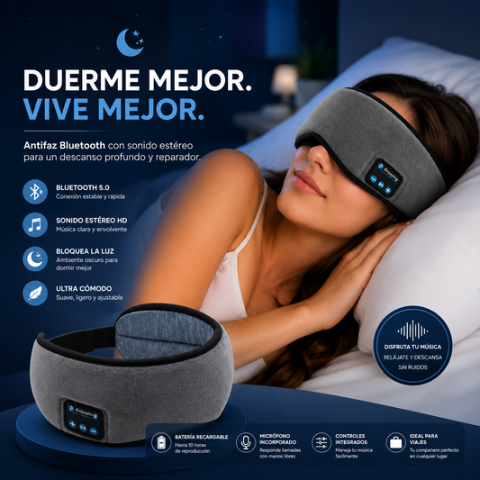 Máscara de Sueño con Bluetooth y Sonido HD para Descanso Total