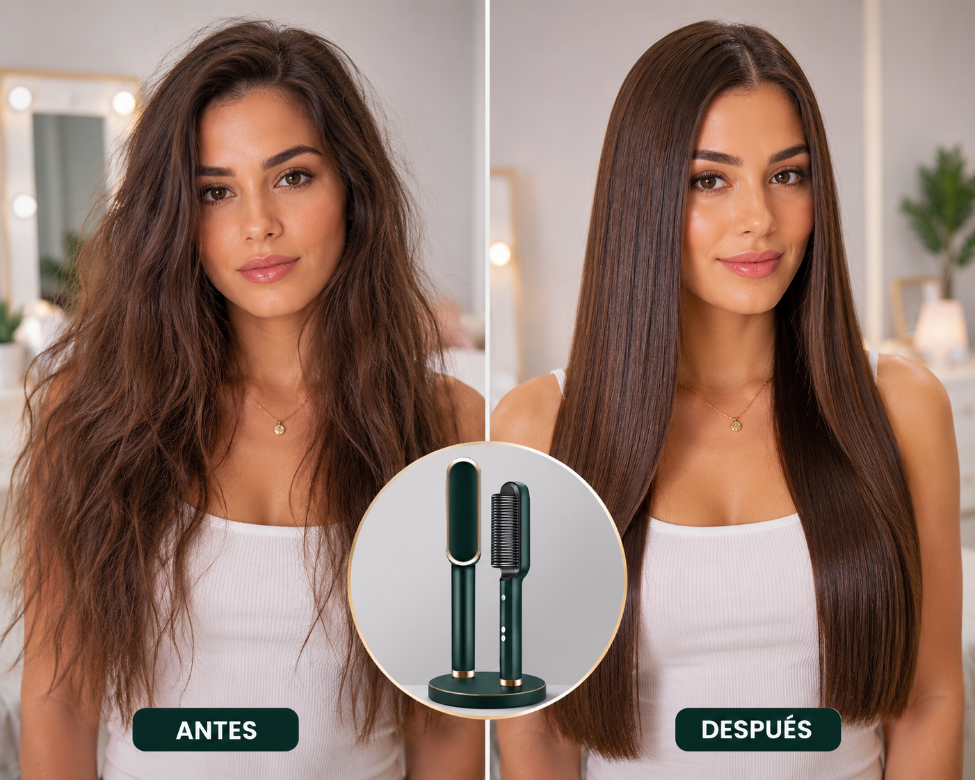 Cepillo Alisador Eléctrico 2 en 1 – Cabello Liso y Perfecto en Minutos