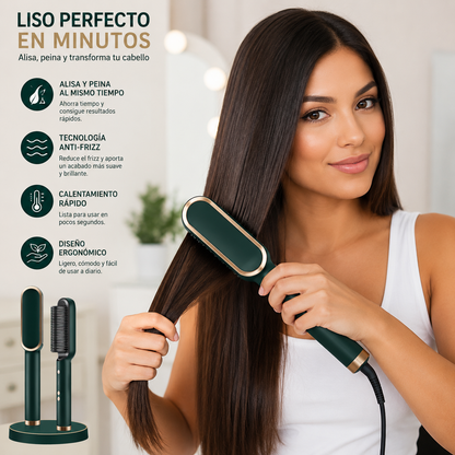 Cepillo Alisador Eléctrico 2 en 1 – Cabello Liso y Perfecto en Minutos