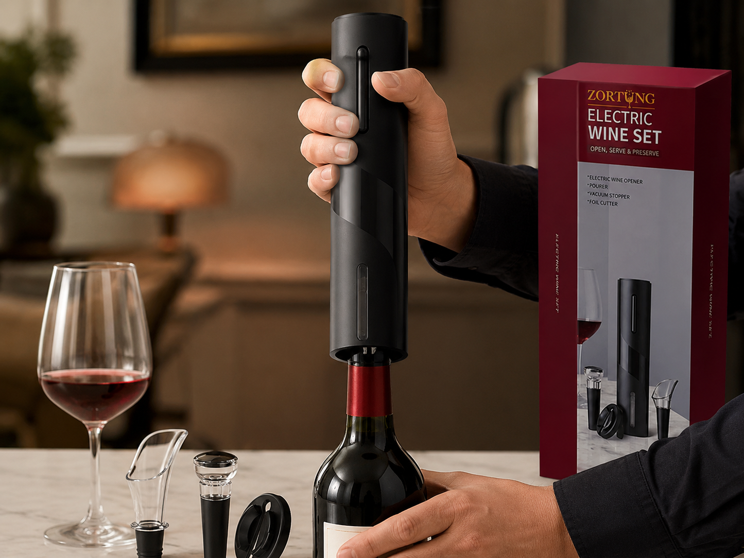 Sacacorchos Eléctrico para Vino - Set 4 en 1