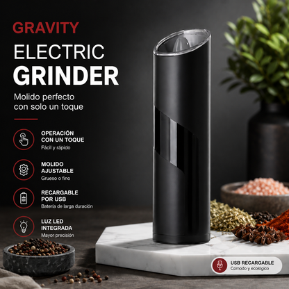 Molinillo Eléctrico Gravity Grinder para Sal y Pimienta – Elegancia y Precisión